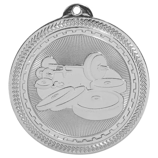 Bright Silver 2" Weightlifting Laserable BriteLazer Medal