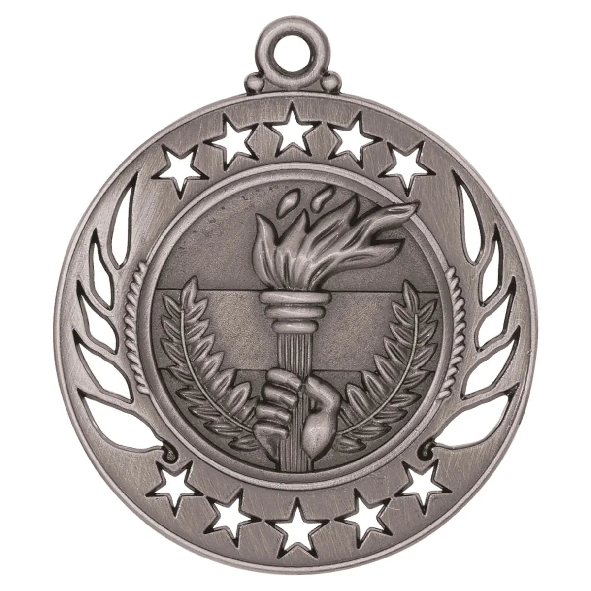 Antique Silver 2 1/4" Torch Galaxy Medal