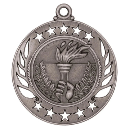 Antique Silver 2 1/4" Torch Galaxy Medal