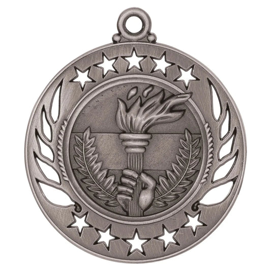 Antique Silver 2 1/4" Torch Galaxy Medal