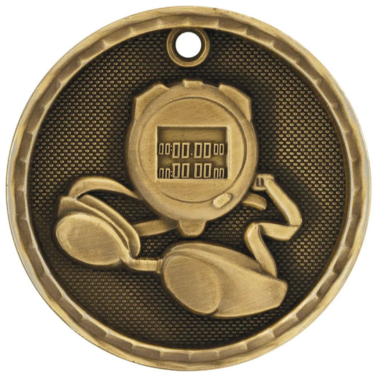 Antique Gold 2" 3D Swimming Medal