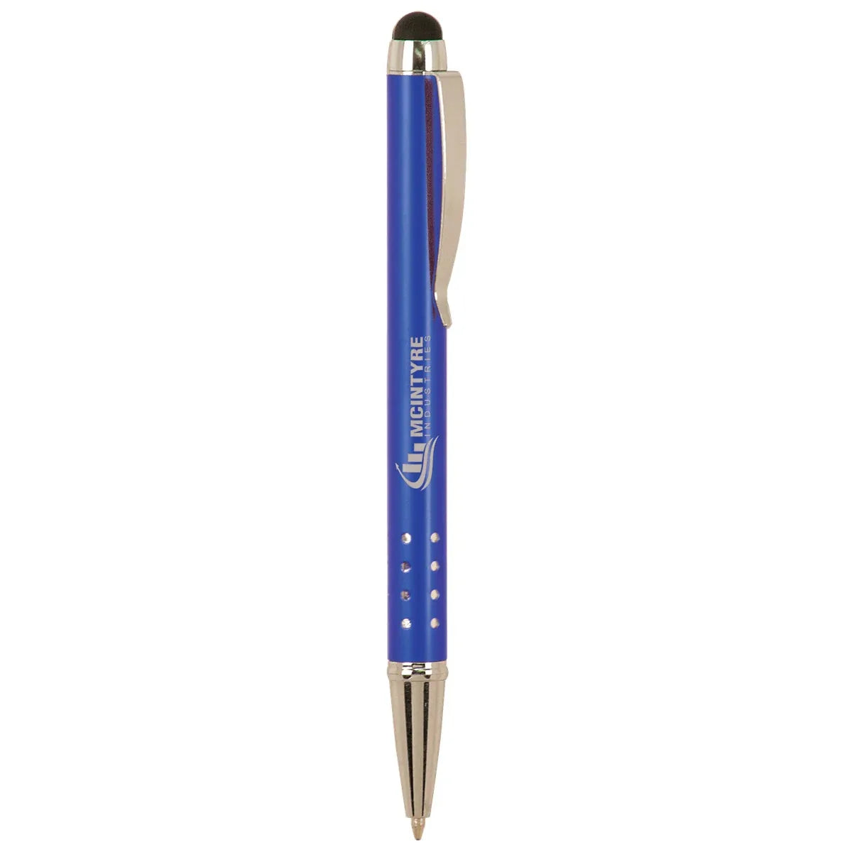 Blue with Silver Trim Laserable Pen with Stylus