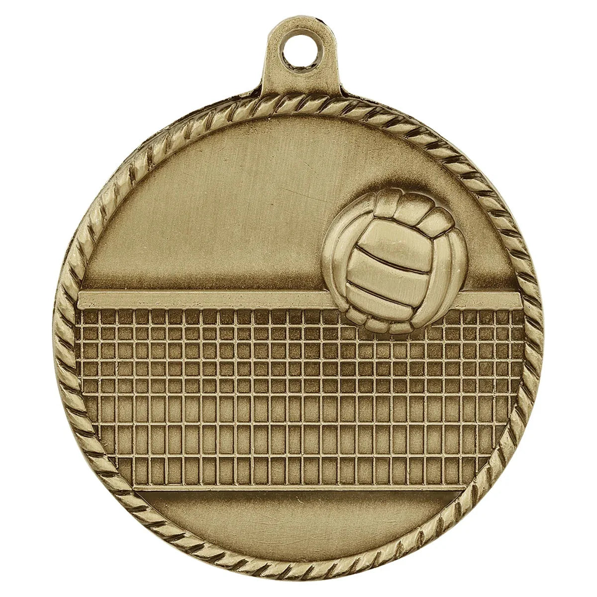 Antique Gold 2" Volleyball High Relief Medal