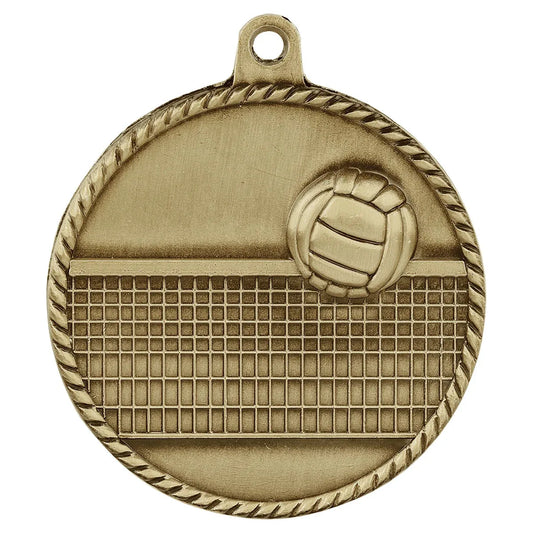 Antique Gold 2" Volleyball High Relief Medal