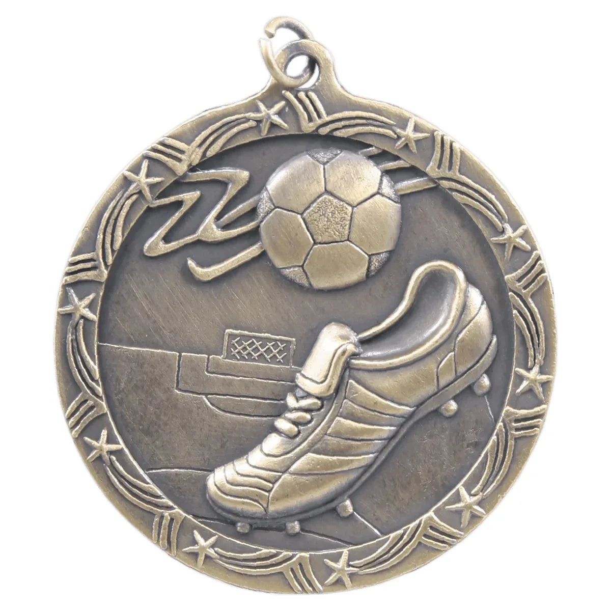 Antique Gold 2 1/2" Soccer Shooting Star Medal
