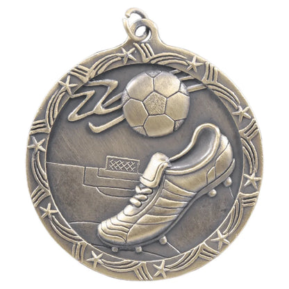 Antique Gold 2 1/2" Soccer Shooting Star Medal