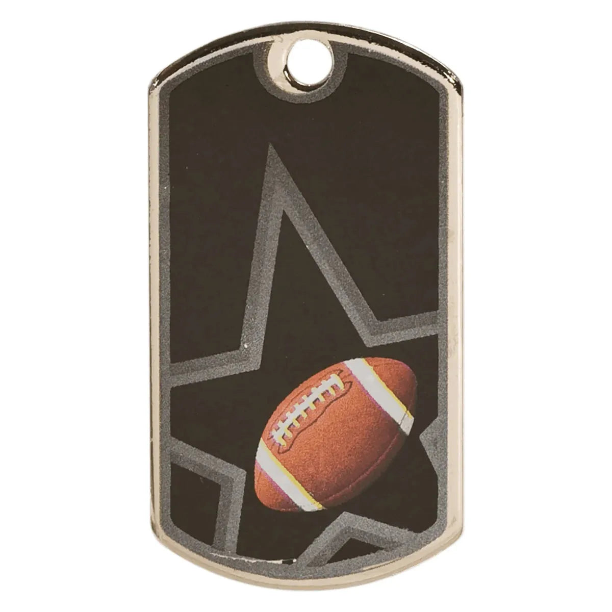 2" Black/Silver Football Laserable Star Dog Tag
