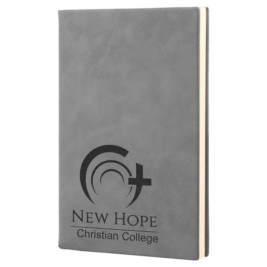 Gray 5 1/4" x 8 1/4" Laserable Leatherette Journal with Lined Notepad