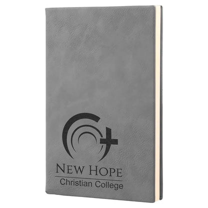 Gray 5 1/4" x 8 1/4" Laserable Leatherette Journal with Lined Notepad