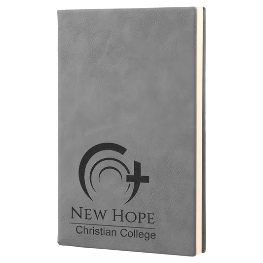 Gray 5 1/4" x 8 1/4" Laserable Leatherette Journal with Lined Notepad