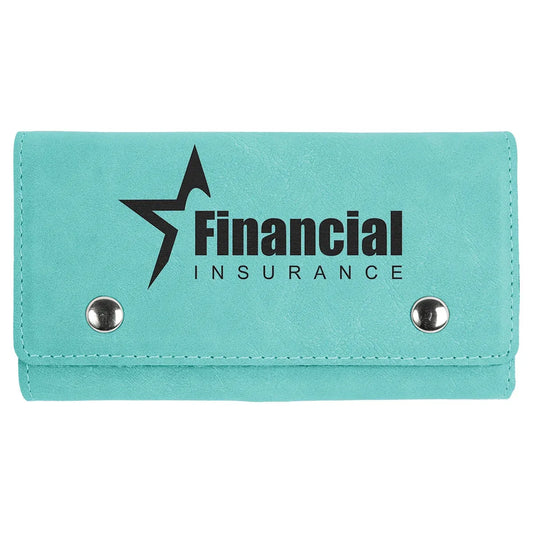 Teal Laserable Leatherette Card & Dice Set