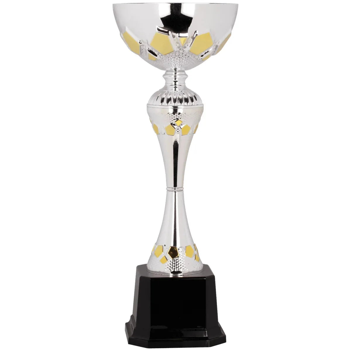 Silver/Gold 14 1/2" Completed Metal Cup Trophy on Plastic Base