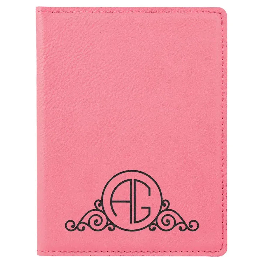 Pink 4 1/4" x 5 1/2" Laserable Leatherette Passport Holder