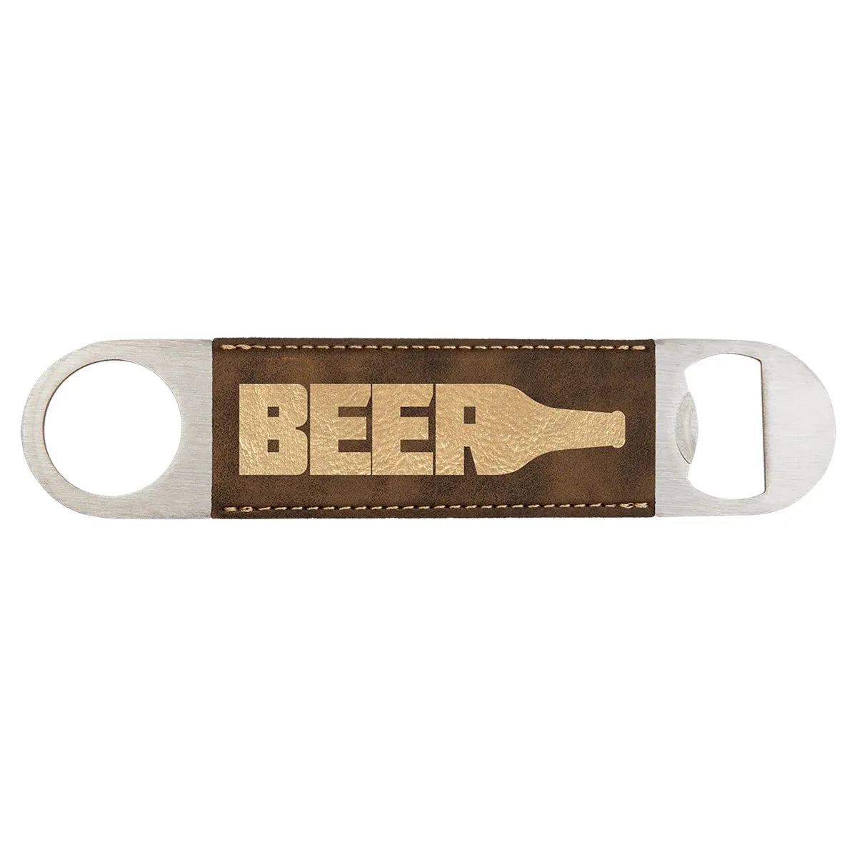 Rustic/Gold 1 1/2" x 7" Laserable Leatherette Bottle Opener