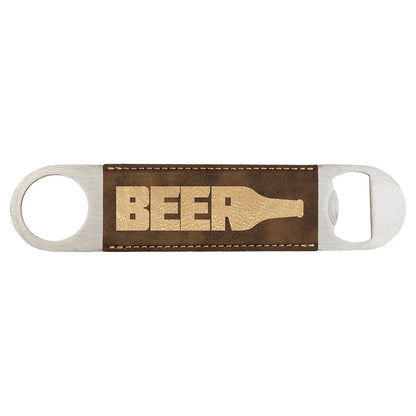 Rustic/Gold 1 1/2" x 7" Laserable Leatherette Bottle Opener