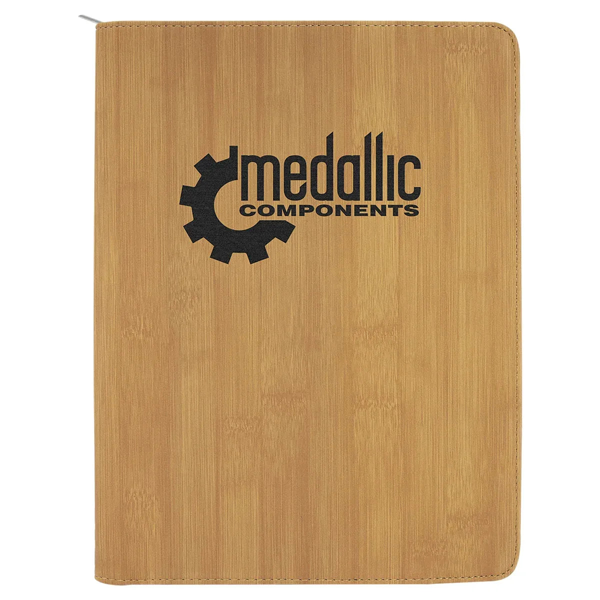 Bamboo 9 1/2" x 12" with Zipper Laserable Leatherette Portfolio with Notepad