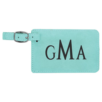Teal 4 1/4" x 2 3/4" Laserable Leatherette Luggage Tag