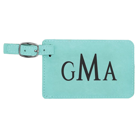 Teal 4 1/4" x 2 3/4" Laserable Leatherette Luggage Tag