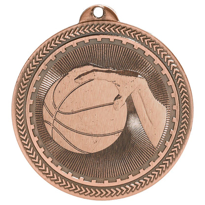 Antique Bronze 2" Basketball Laserable BriteLazer Medal