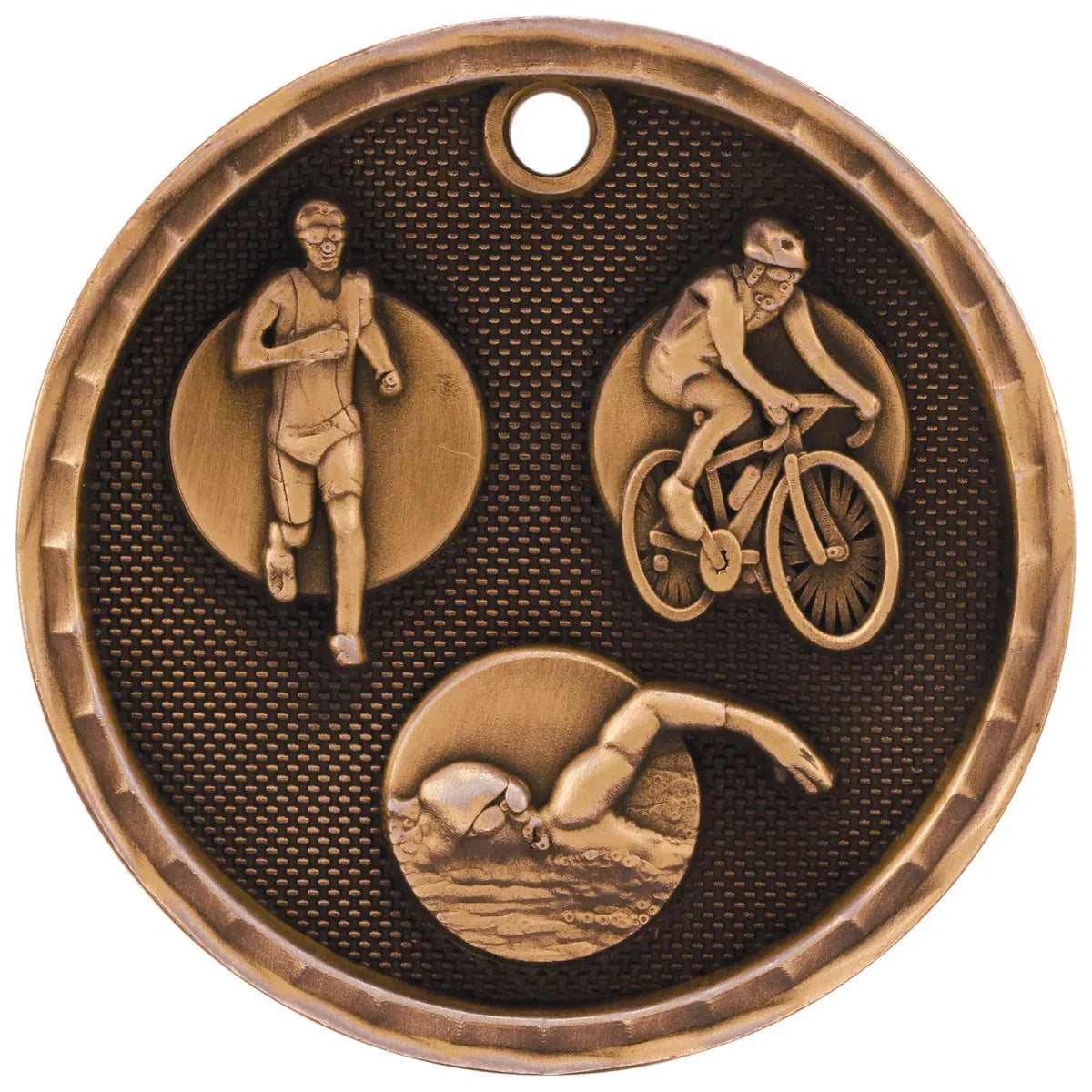 Antique Bronze 2" 3D Triathlon Medal
