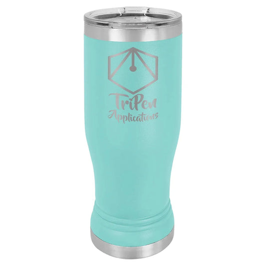 Teal 14 oz. Polar Camel Pilsner with Clear Lid