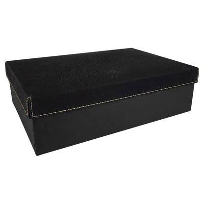 Custom Black/Gold Gift Box with Laserable Leatherette Lid (12" x 8") — Branded Gift Set | UV Print & Engraving