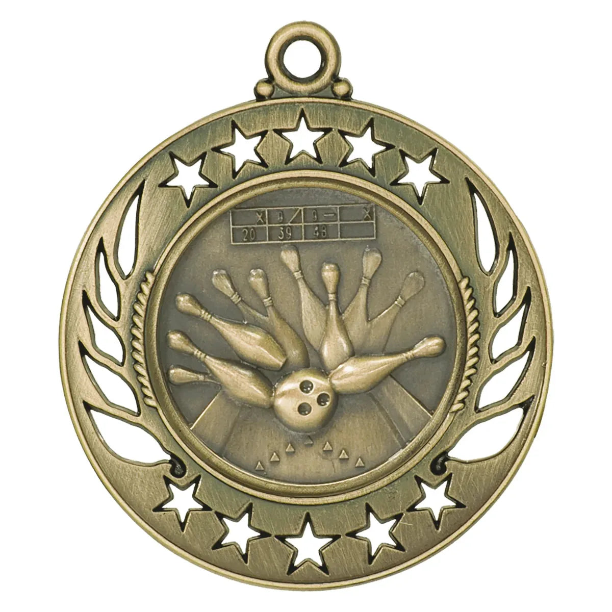 Antique Gold 2 1/4" Bowling Galaxy Medal