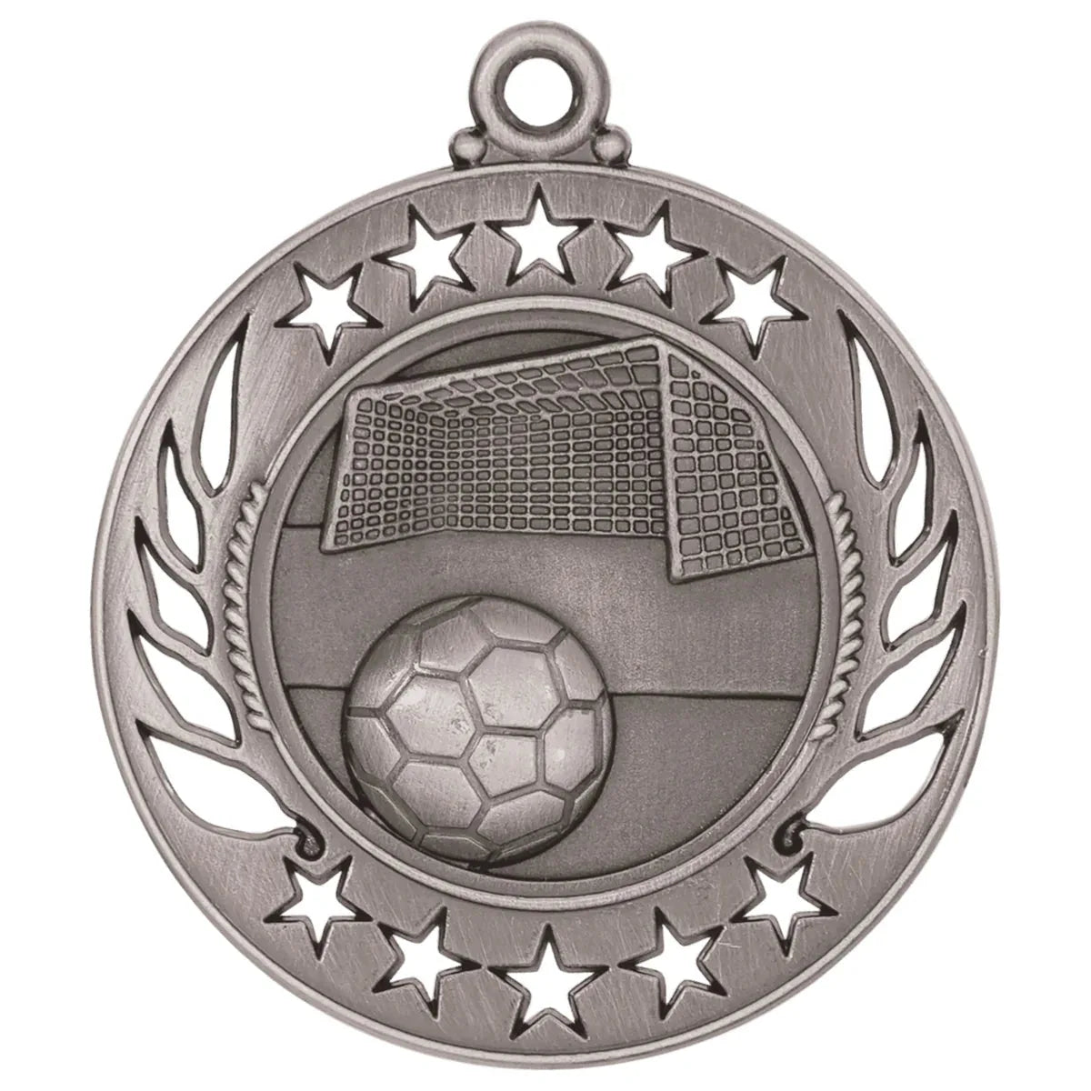 Antique Silver 2 1/4" Soccer Galaxy Medal