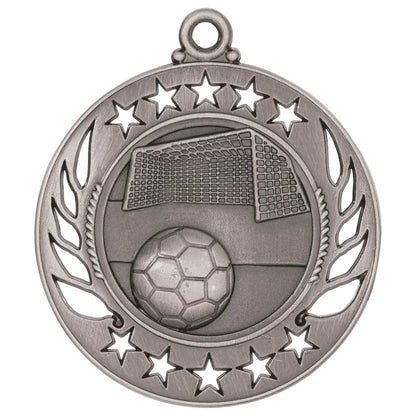 Antique Silver 2 1/4" Soccer Galaxy Medal