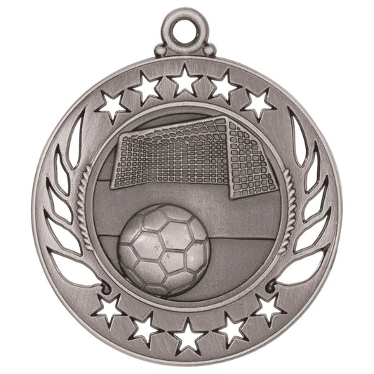 Antique Silver 2 1/4" Soccer Galaxy Medal