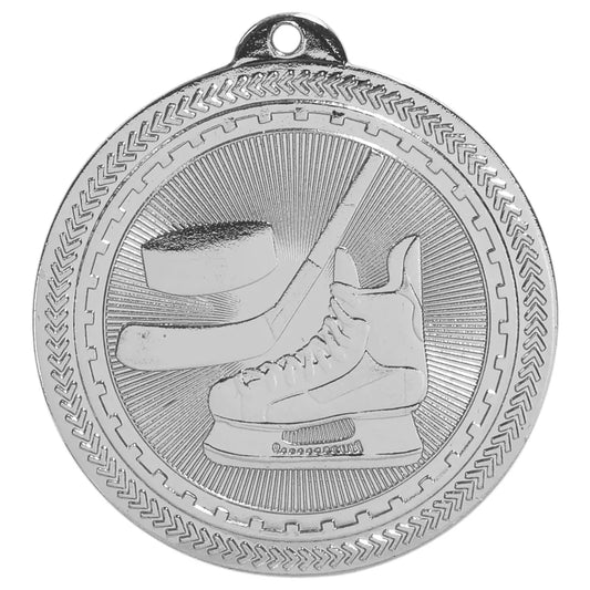 Bright Silver 2" Hockey Laserable BriteLazer Medal