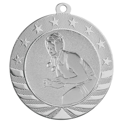 Bright Silver 2 3/4" Female Wrestling Starbrite Medal
