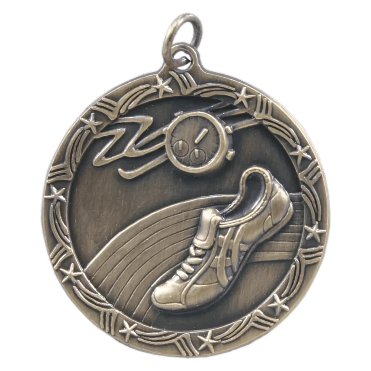 Antique Gold 1 3/4" Track Shooting Star Medal