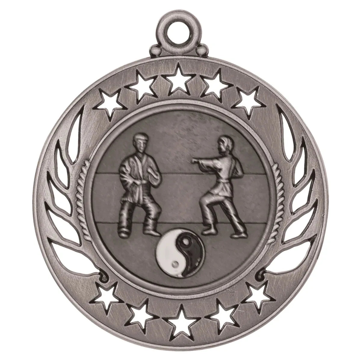 Antique Silver 2 1/4" Martial Arts Galaxy Medal