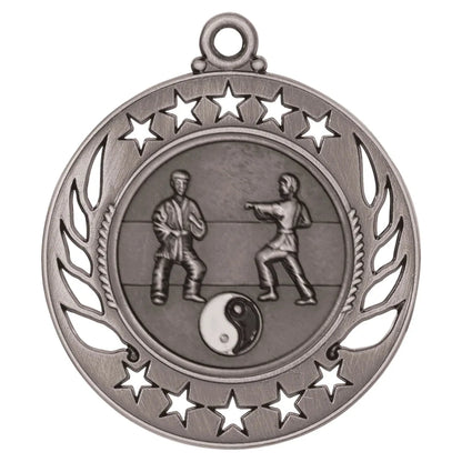 Antique Silver 2 1/4" Martial Arts Galaxy Medal