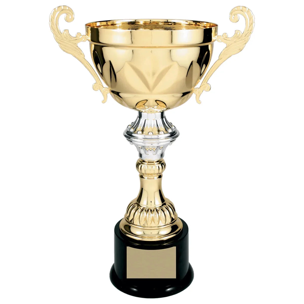 Gold 14 1/2" Completed Metal Cup Trophy on Plastic Base