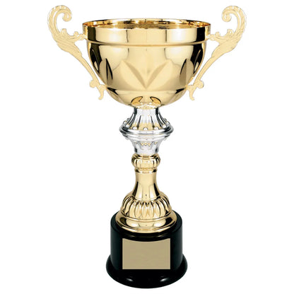 Gold 14 1/2" Completed Metal Cup Trophy on Plastic Base