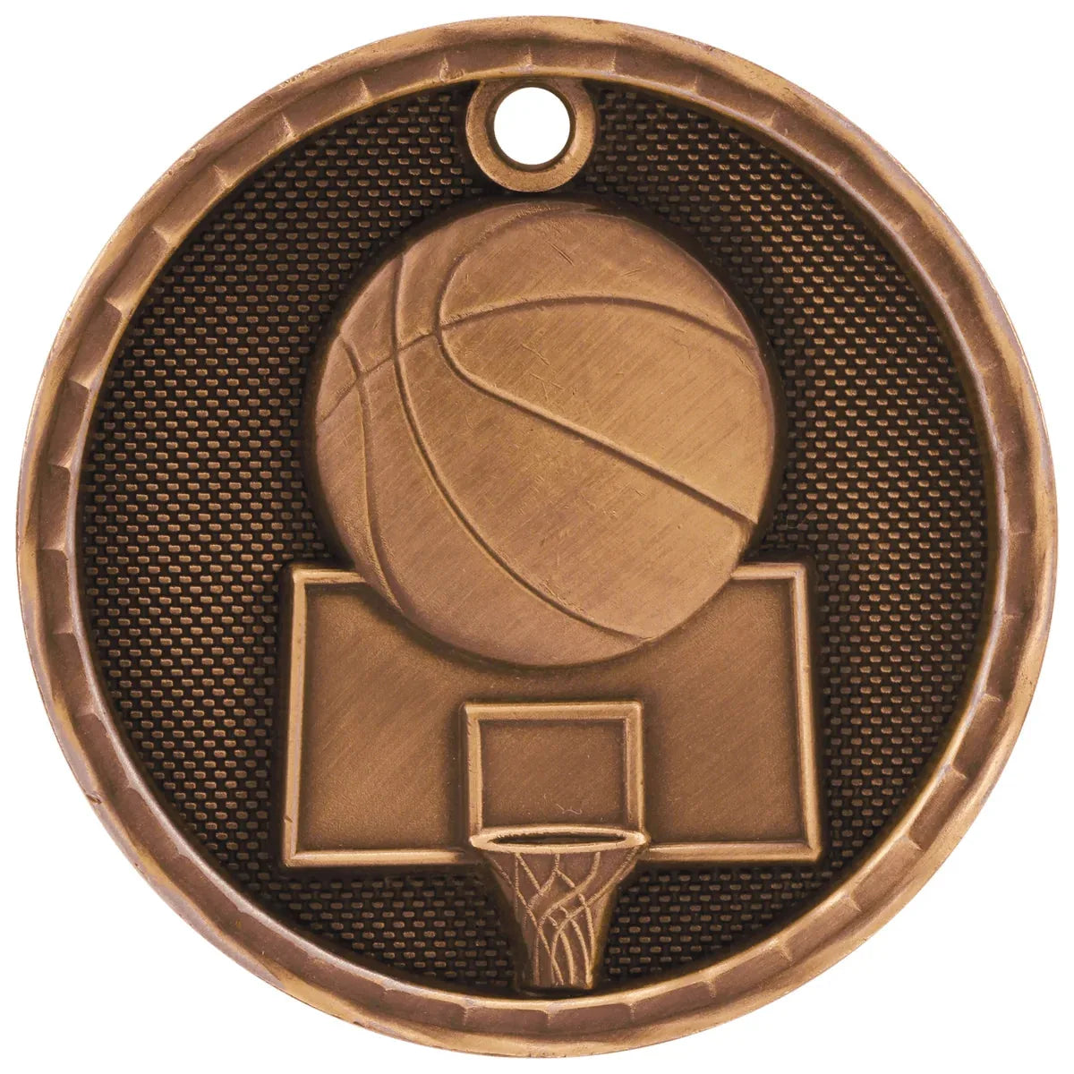 Antique Bronze 2" 3D Basketball Medal