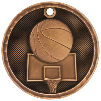 Antique Bronze 2" 3D Basketball Medal