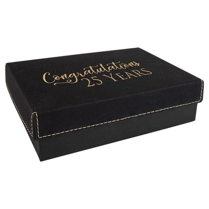 Black/Gold 7 3/8" x 5 3/4" Gift Box with Laserable Leatherette Lid