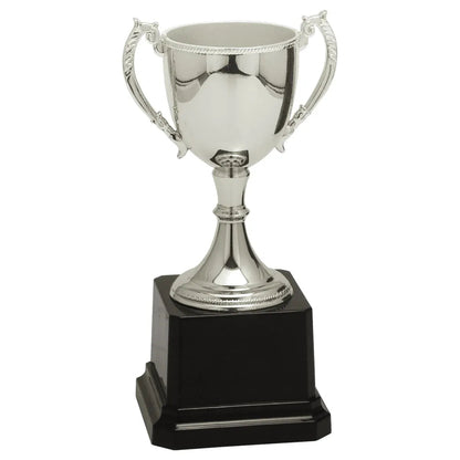 Silver Zinc Cup Trophy 6 3/4" — Custom Engraved | Fully Assembled & Boxed
