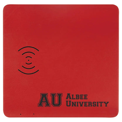 Red 8" x 8" Laserable Leatherette Phone Charging Mat