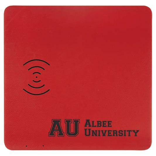 Red 8" x 8" Laserable Leatherette Phone Charging Mat
