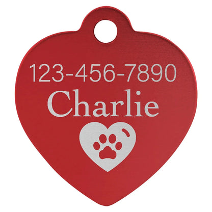 Red 1 1/4" x 1 1/4" Laserable Anodized Aluminum Heart Pet Tag
