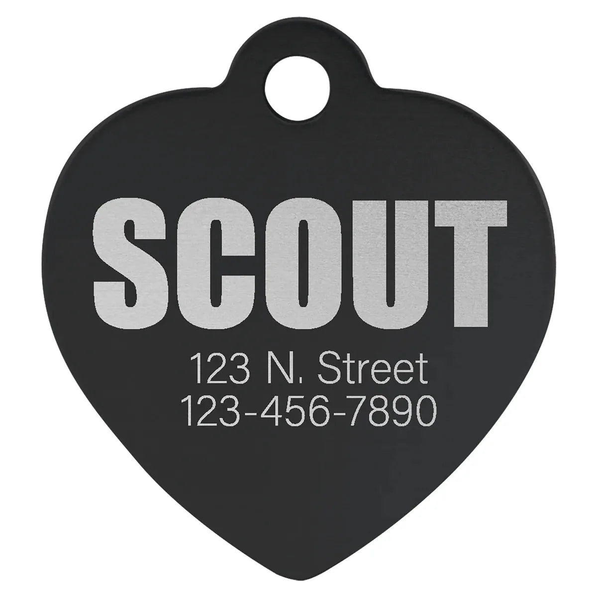Black 1 1/4" x 1 1/4" Laserable Anodized Aluminum Heart Pet Tag