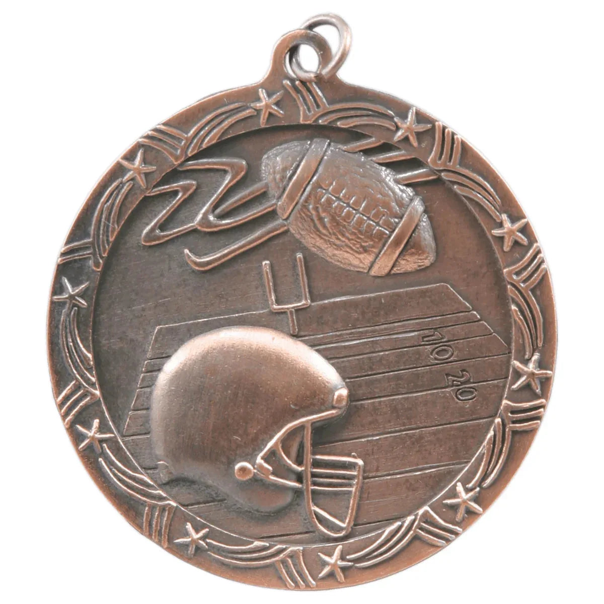 Antique Bronze 2 1/2" Football Shooting Star Medal