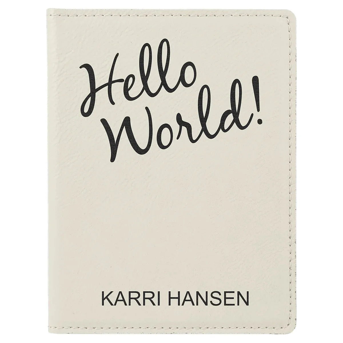 White 4 1/4" x 5 1/2" Laserable Leatherette Passport Holder