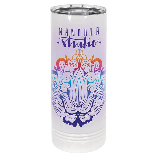White Polar Camel 22 oz. Sublimatable Skinny Tumbler with Slider Lid