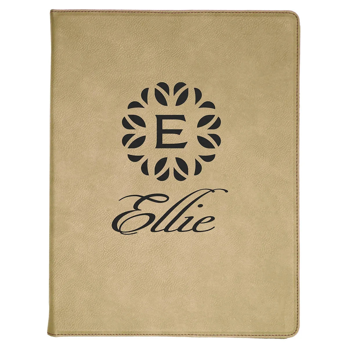 Light Brown 9 1/2" x 12" Laserable Leatherette Portfolio with Notepad