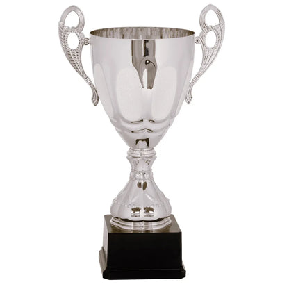 Silver 15 3/4" Completed Metal Cup Trophy on Plastic Base